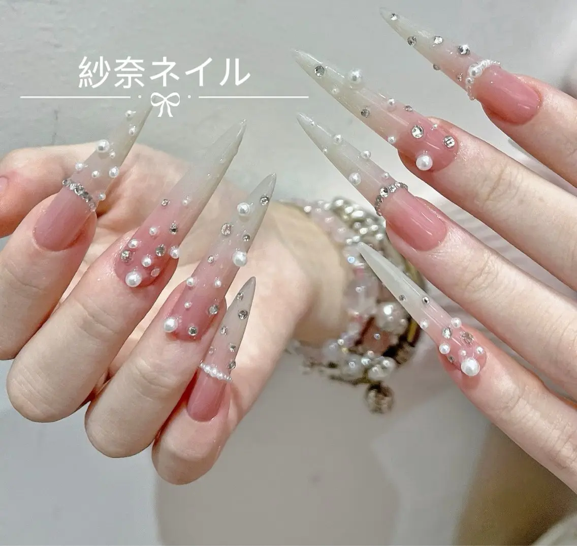 ネイル アートネイル ロングネイル 持ち込み スーパーロングネイル 纱 奈のネイルデザイン
