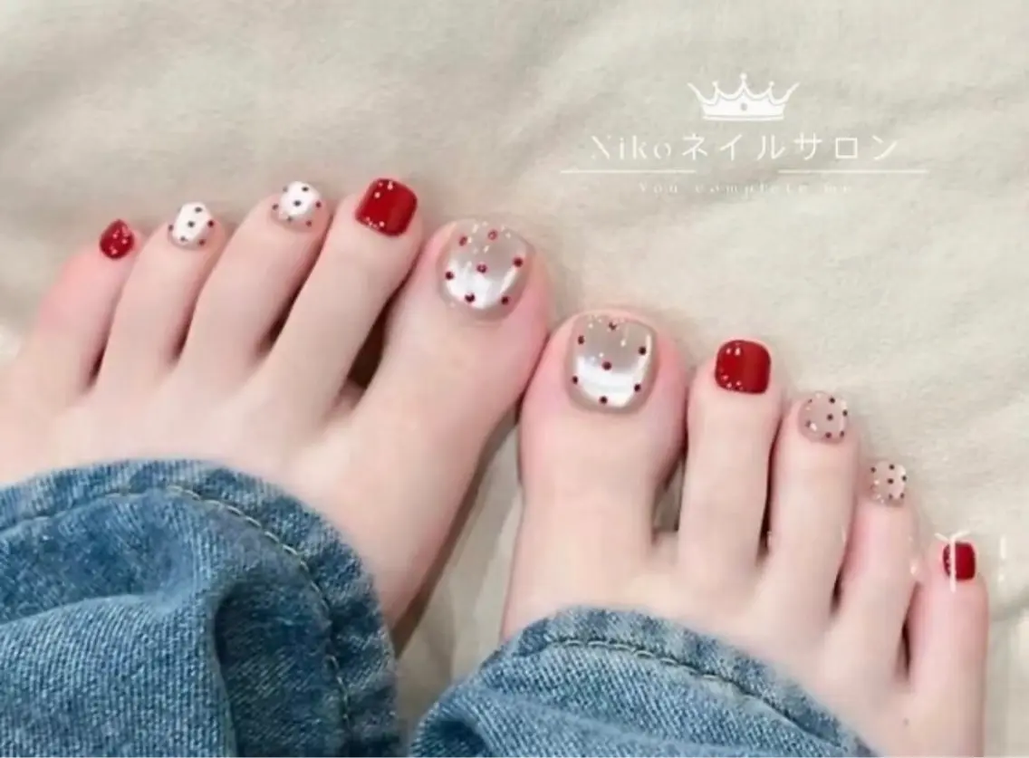 ネイル チークネイル 長さ出し フットネイル フレンチネイル ジェルネイル フットネイル NIKO NAIL 柏のネイルデザイン