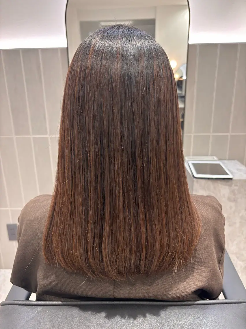 セミロング パーマ カット 縮毛矯正 池田 菜々子のヘアスタイル