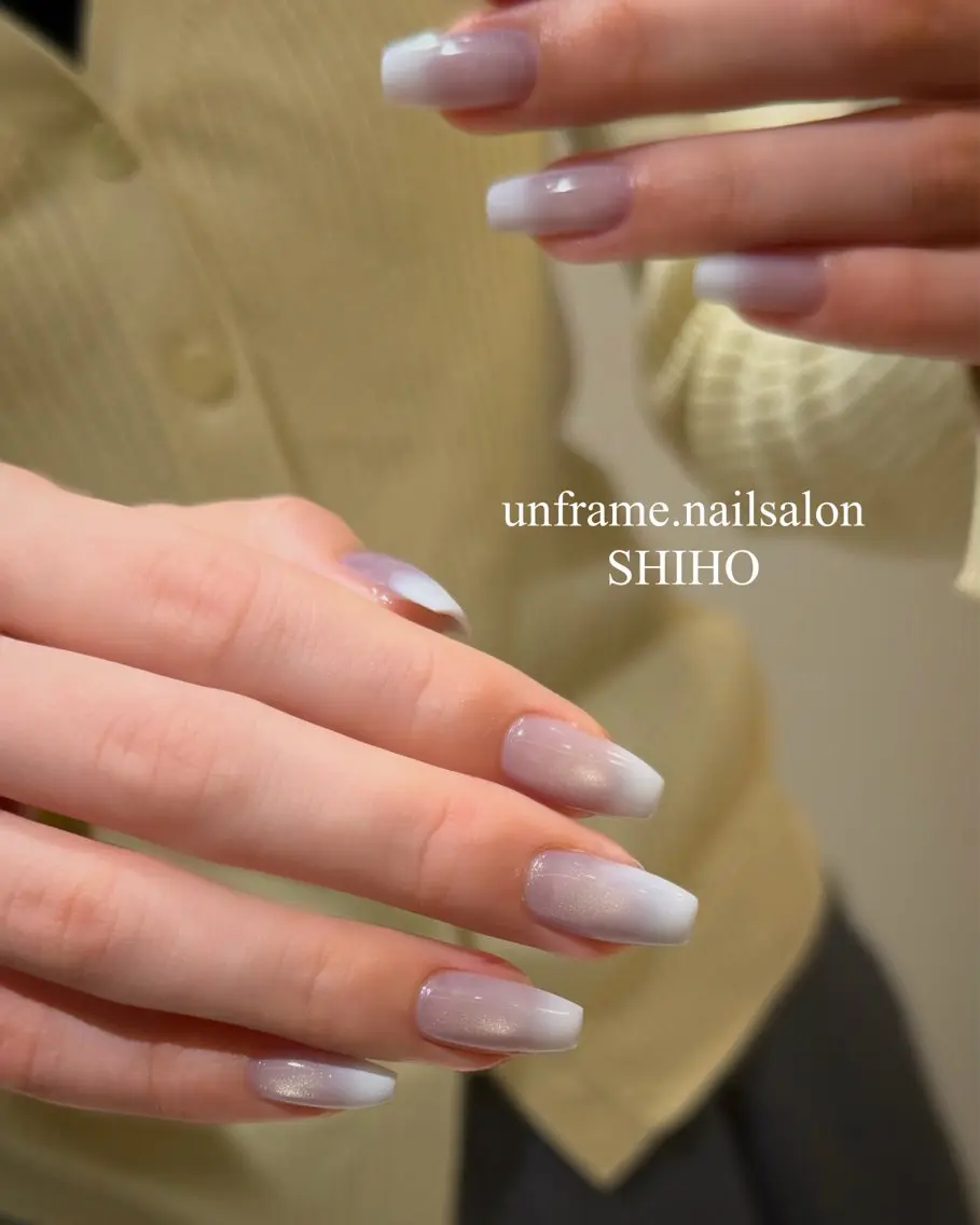 ネイル フレンチネイル グラデーション マグネットネイル ハンドネイル サロン　ビレッジ 博多店　SHIHOのネイルデザイン