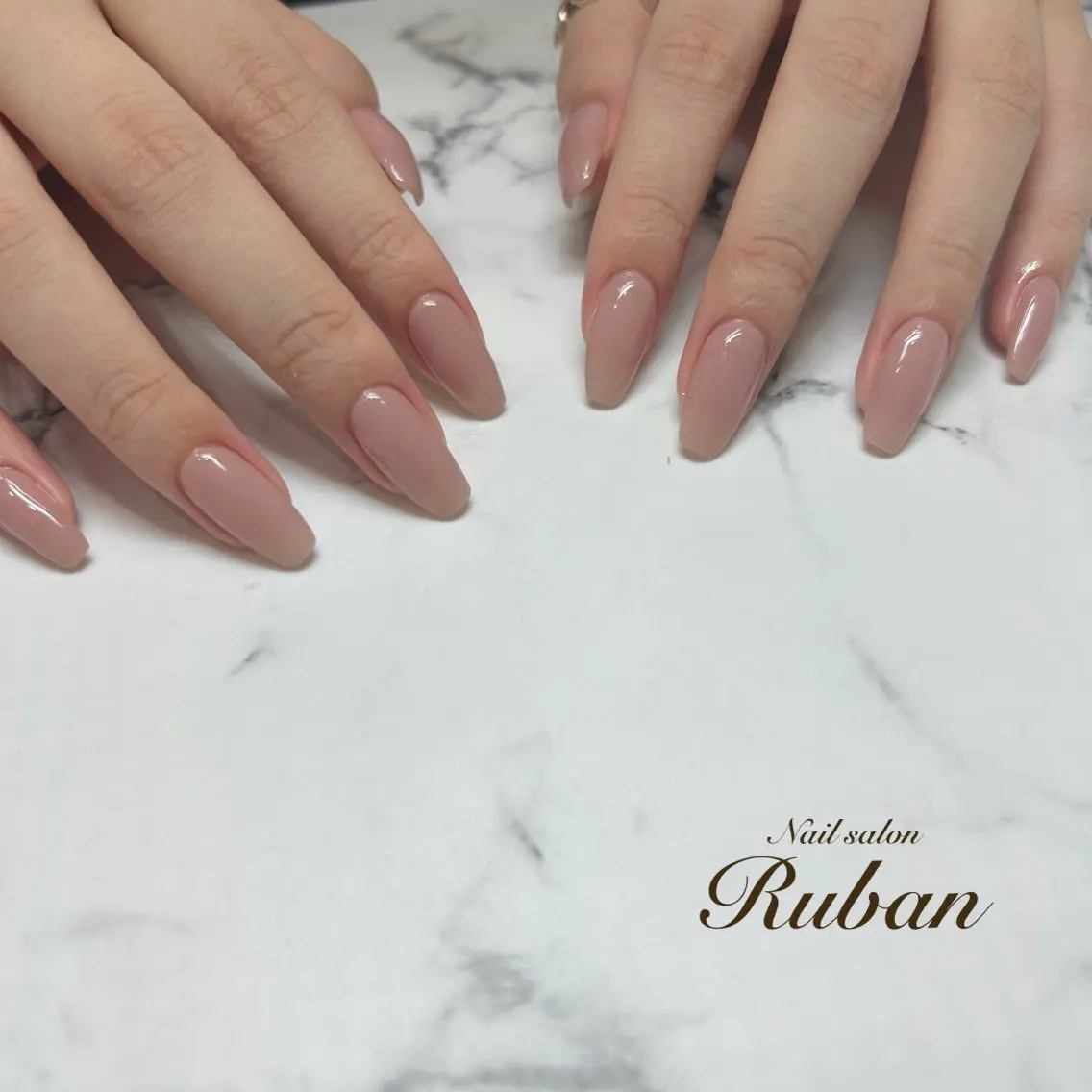 ネイル 長さ出し ロングネイル ワンカラーネイル Nail salon Rubanのネイルデザイン
