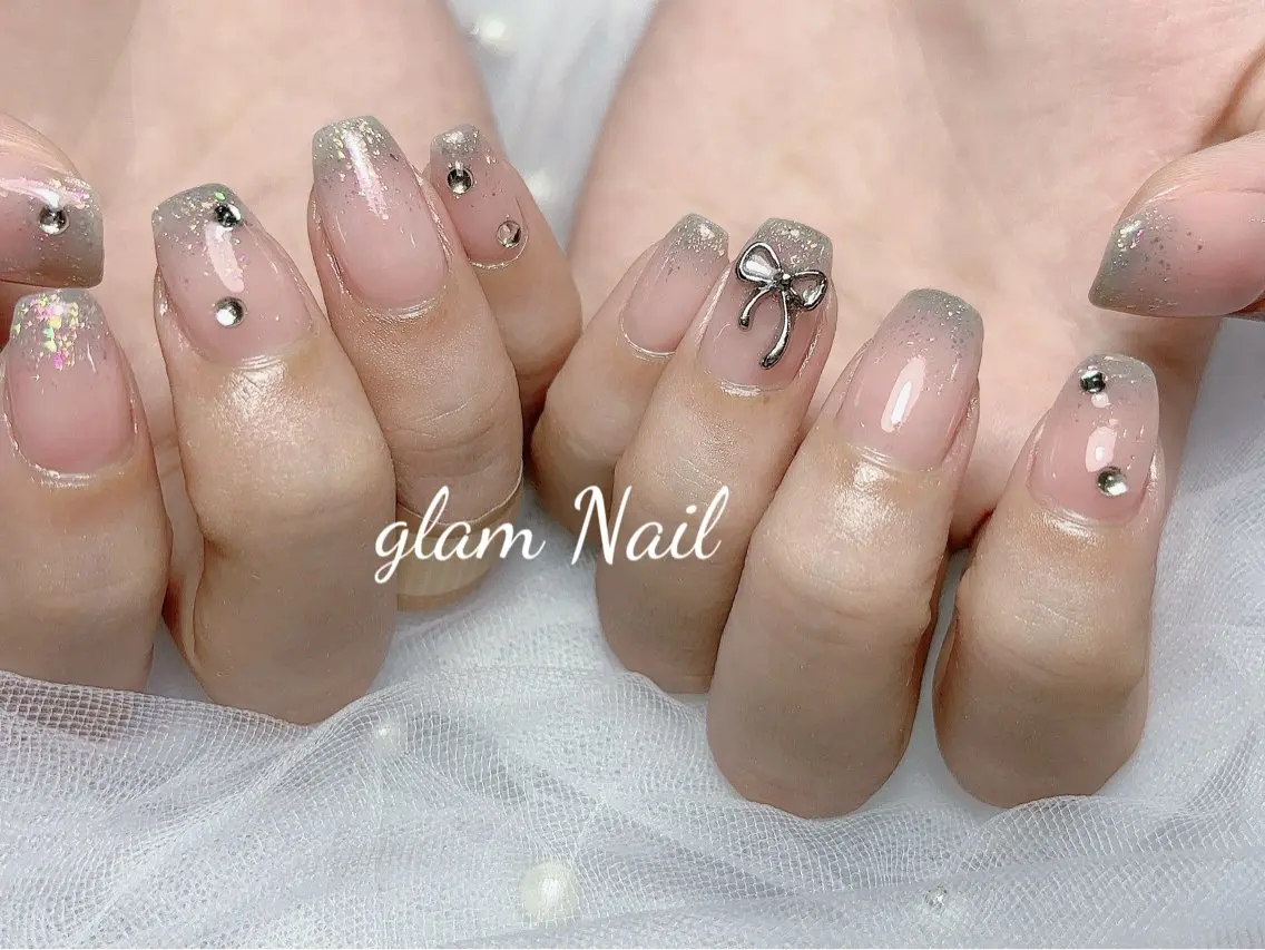 ネイル ハンドネイル エツメ💅 長さだし🎀デザインのネイルデザイン