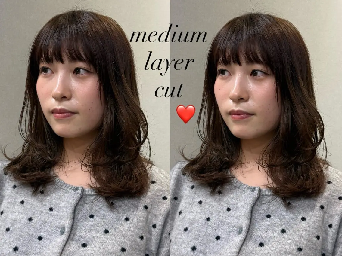 ミディアム カラー ミディアムレイヤー 透明感カラー レイヤーカット Daisy🎀【福岡 美容室】chiakiのヘアスタイル