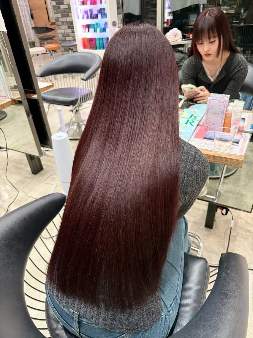 ロング 縮毛矯正 縮毛矯正 芳賀 風斗のヘアスタイル