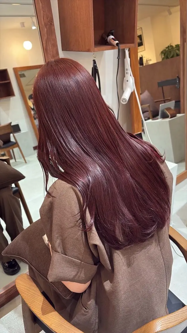 ロング カラー ブリーチ レッドカラー ヘアカラー 🪼AYUKA🪼 モデルさん大募集‼️のヘアスタイル