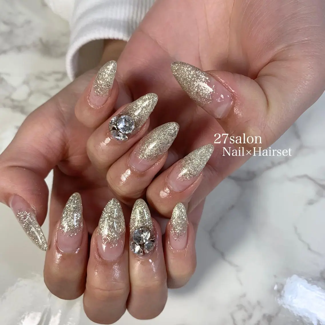 ネイル グラデーション ラメ(グリッター) ラメグラデーション ハンドネイル 27salon yuinaのネイルデザイン