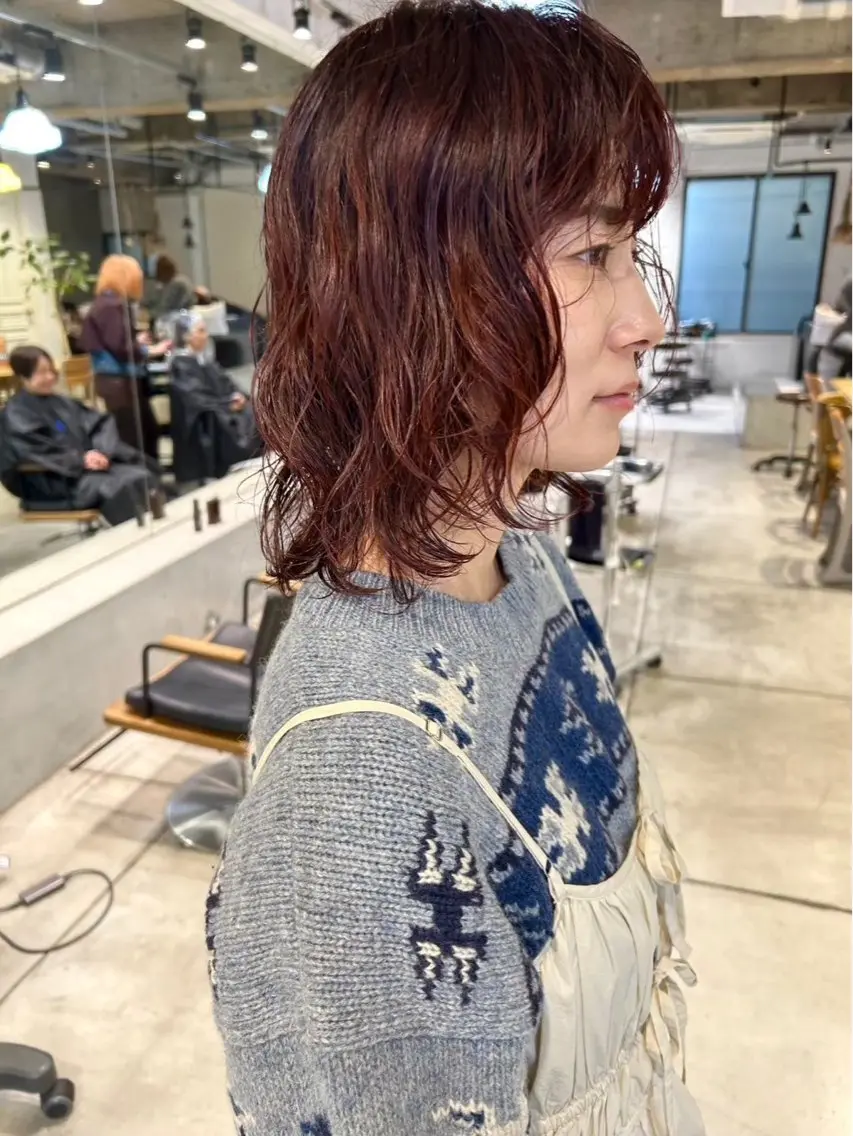 ミディアム カラー パーマ DUMBO 千歳船橋のヘアスタイル