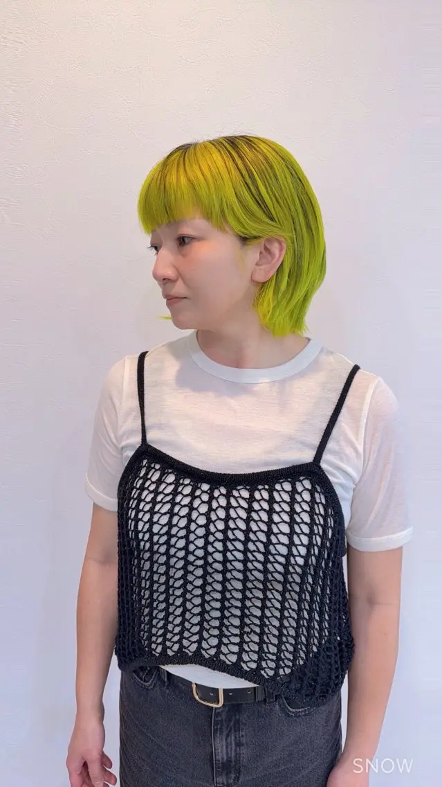 ショート カラー イエローカラー hair&make Lokahiのマツエク・マツパデザイン