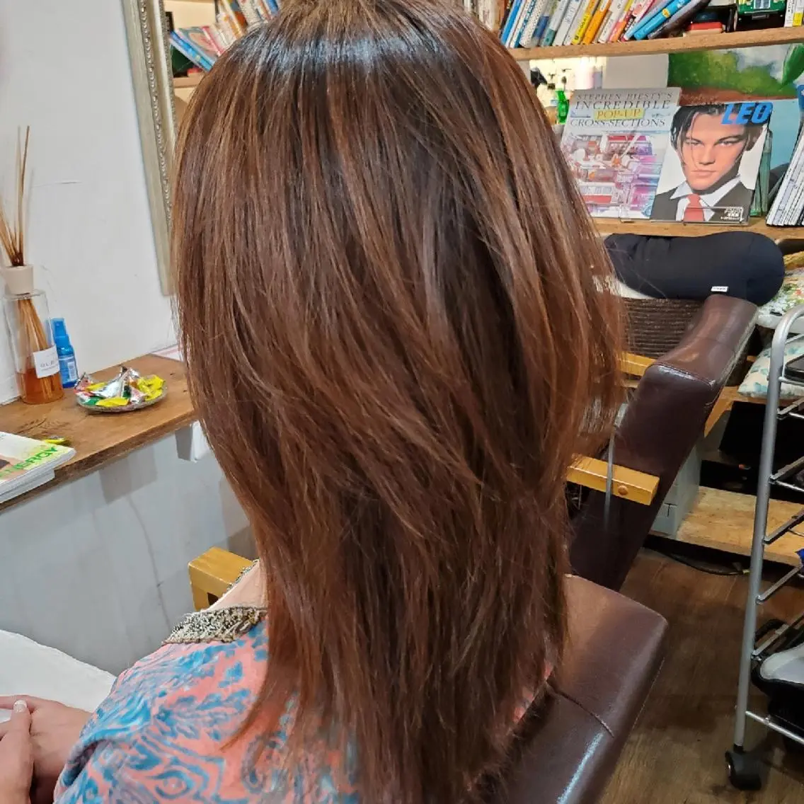 セミロング カラー カット ヘアカラー 縮毛矯正 トリートメント 韓国レイヤー柔らかい 地毛風縮毛矯正/マツのヘアスタイル