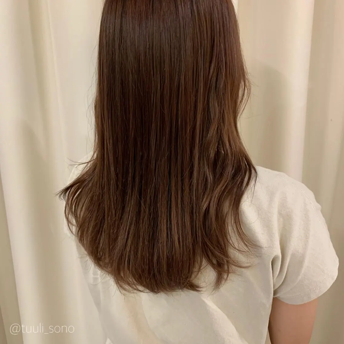 ミディアム カラー ベージュカラー ピンクカラー tuuli トゥーリのヘアスタイル