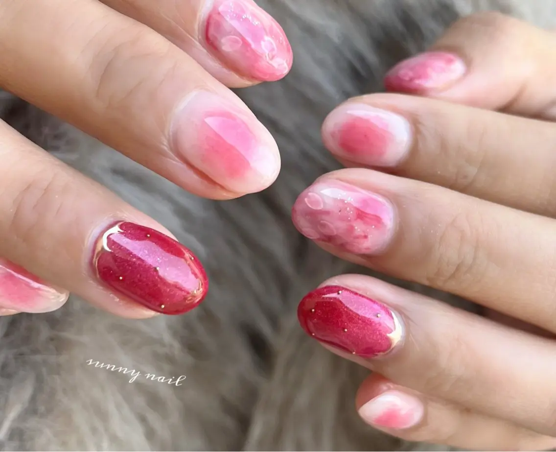 ネイル ジェルネイル マグネットネイル パラジェル 春ネイル sunny nailのネイルデザイン