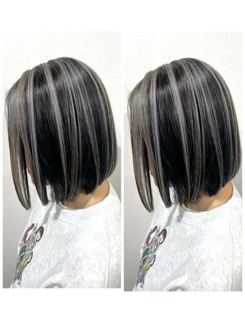 ミディアム カラー シルバー ボブ ショート/ボブ 特化✂️福岡のヘアスタイル