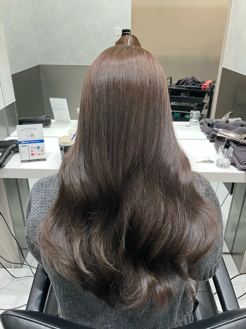 ロング カラー カット ヘアカラー トリートメント 💖ブリーチなし透明 感💖ASAHIのヘアスタイル