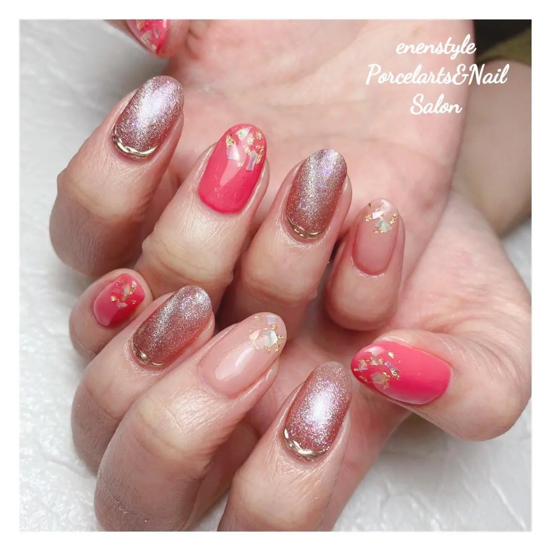 ミディアム ネイル 🐾enen style 🐾のネイルデザイン