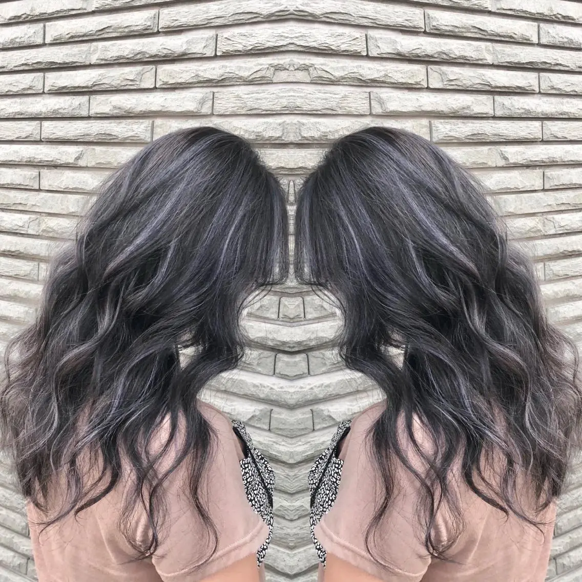 セミロング カラー ヘアアレンジ ショートボブ シールエクステ バレイヤージュ デザインカラー ハイライトカラー アンドウ ユウ/ レイヤーカット/韓国のヘアスタイル