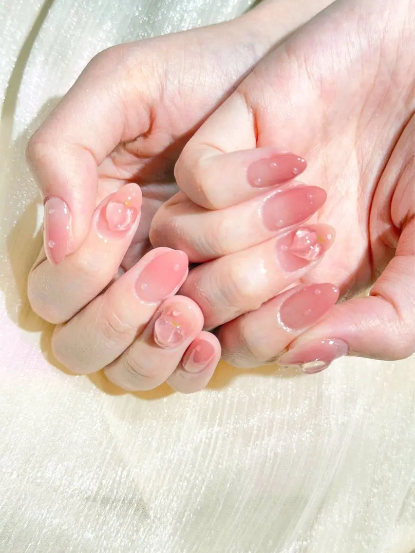 ネイル チークネイル 長さ出し フレンチネイル ガーリー 韓国ネイル sun nail池袋 モデル募集のネイルデザイン