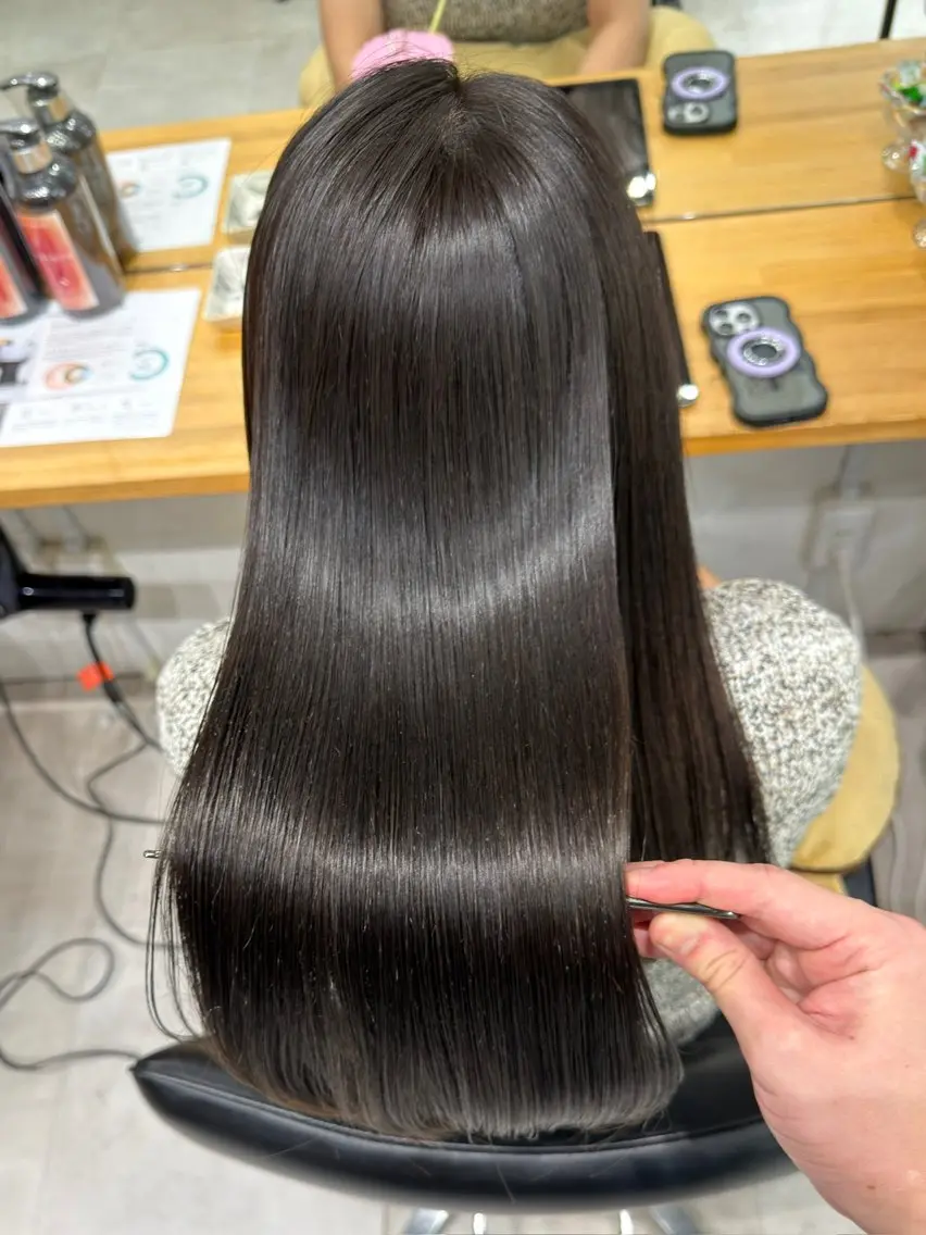 ロング カット ヘアカラー トリートメント 恵比寿結べるレイヤー 地毛風カラー大場のヘアスタイル