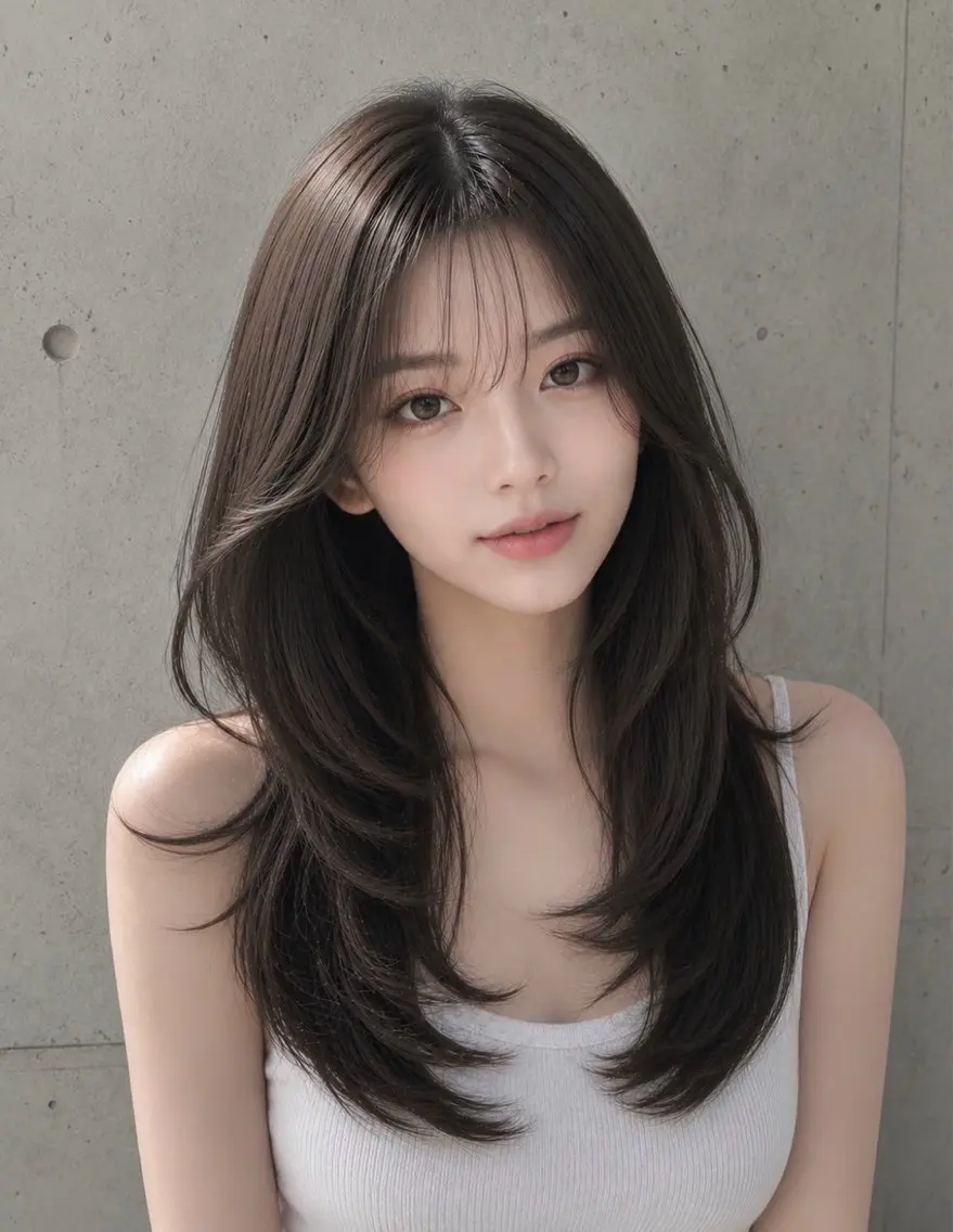 セミロング カラー ヘアアレンジ グレージュ くびれヘア 顔まわりレイヤー ハッシュカット 韓国風ヘア カット ヘアカラー トリートメント 🌫️大人韓国ヘア 🌫️naoyaのヘアスタイル