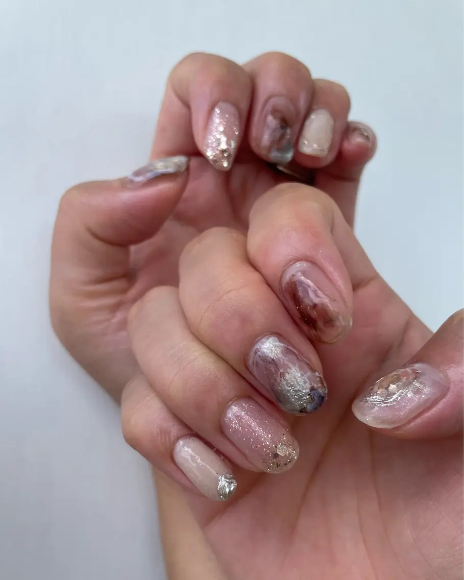 ネイル キラキラネイル 持ち込み ハンドネイル nail salon huitのネイルデザイン