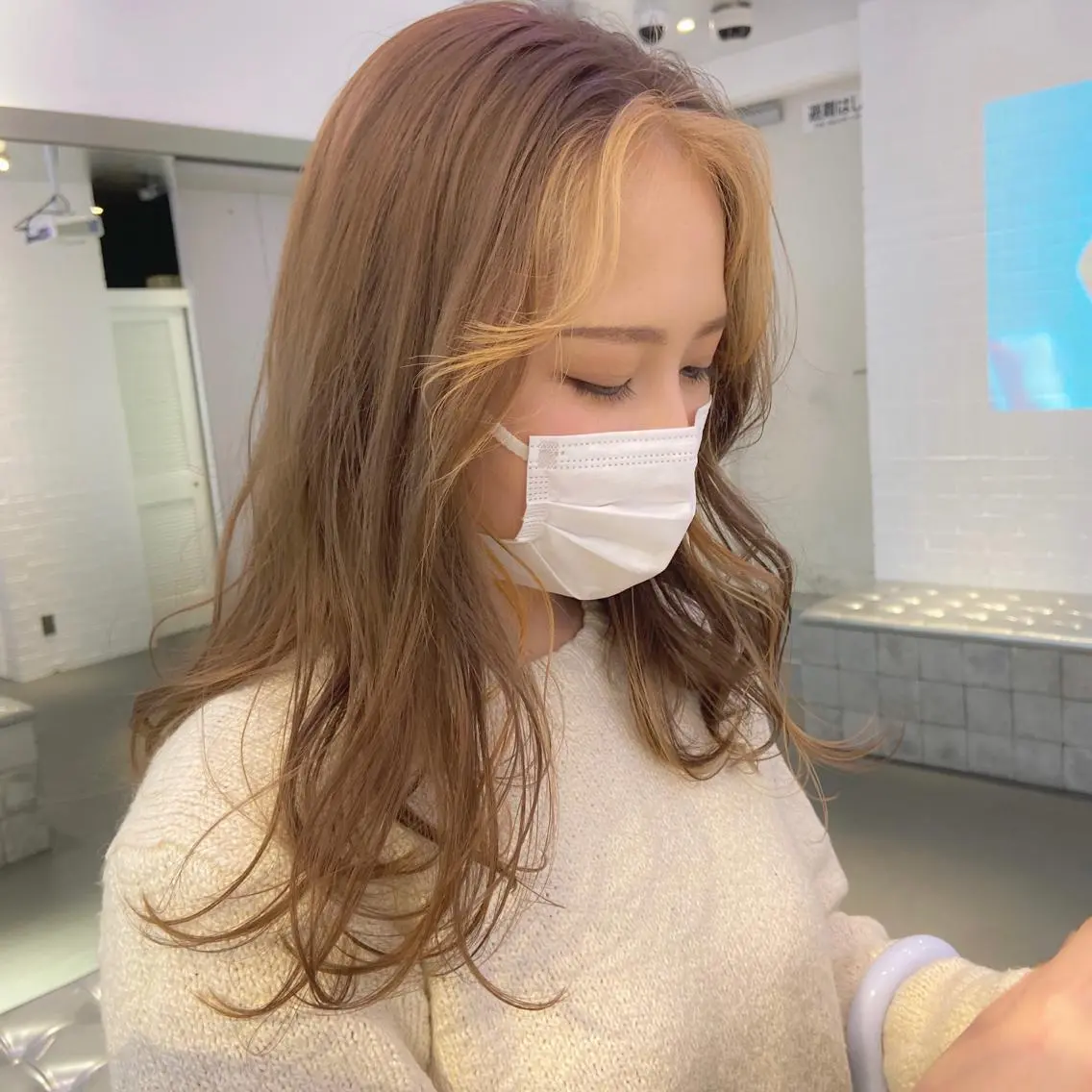ロング カラー ヘアアレンジ ミストバング  フェイスフレーミング 天神レイヤーカット No.1💖マユカのヘアスタイル