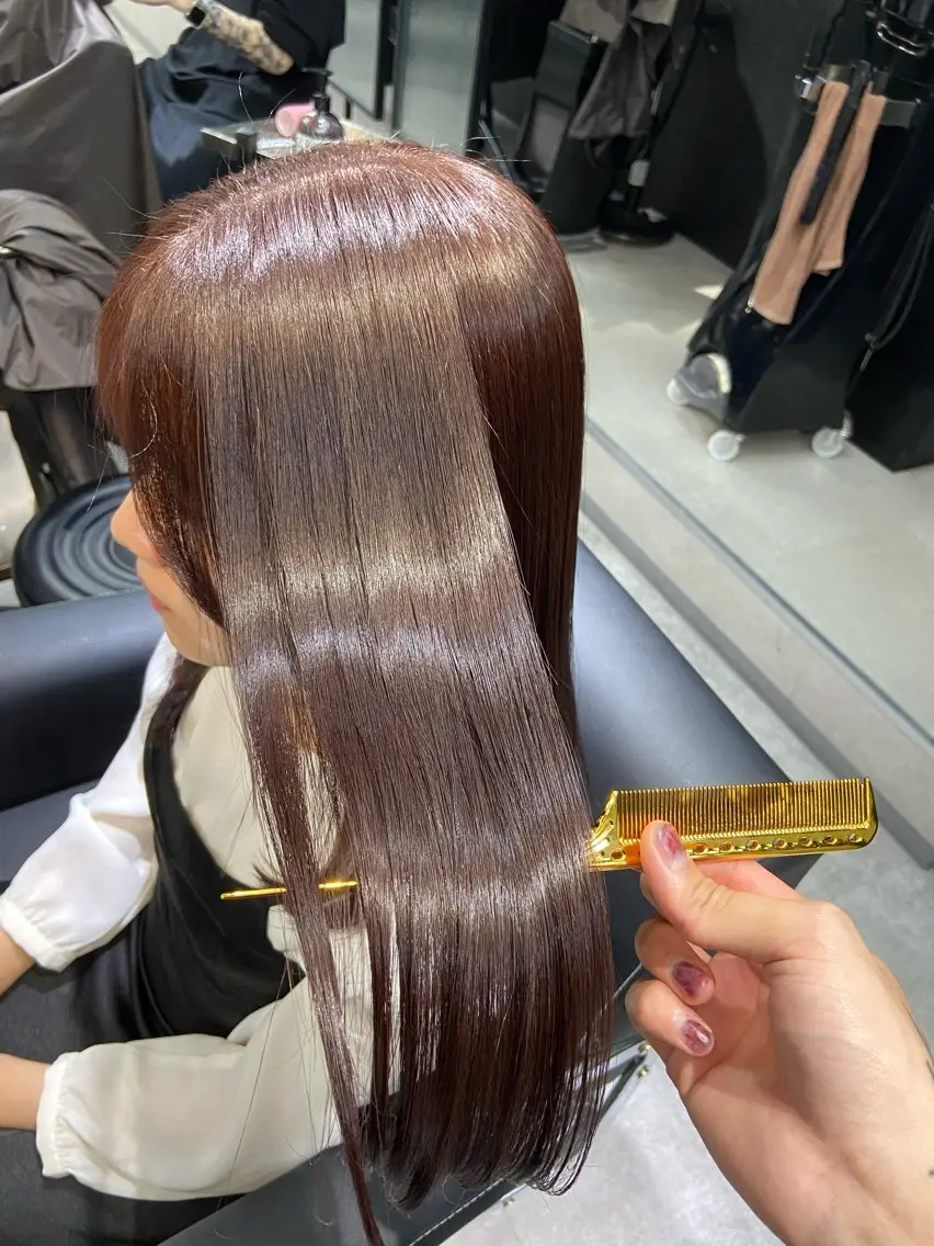 セミロング ピンクブラウン 髪質改善 トリートメント カット ヘアカラー トリートメント 🦉静かに過ごしたい 方、個室席🦉タナカのヘアスタイル