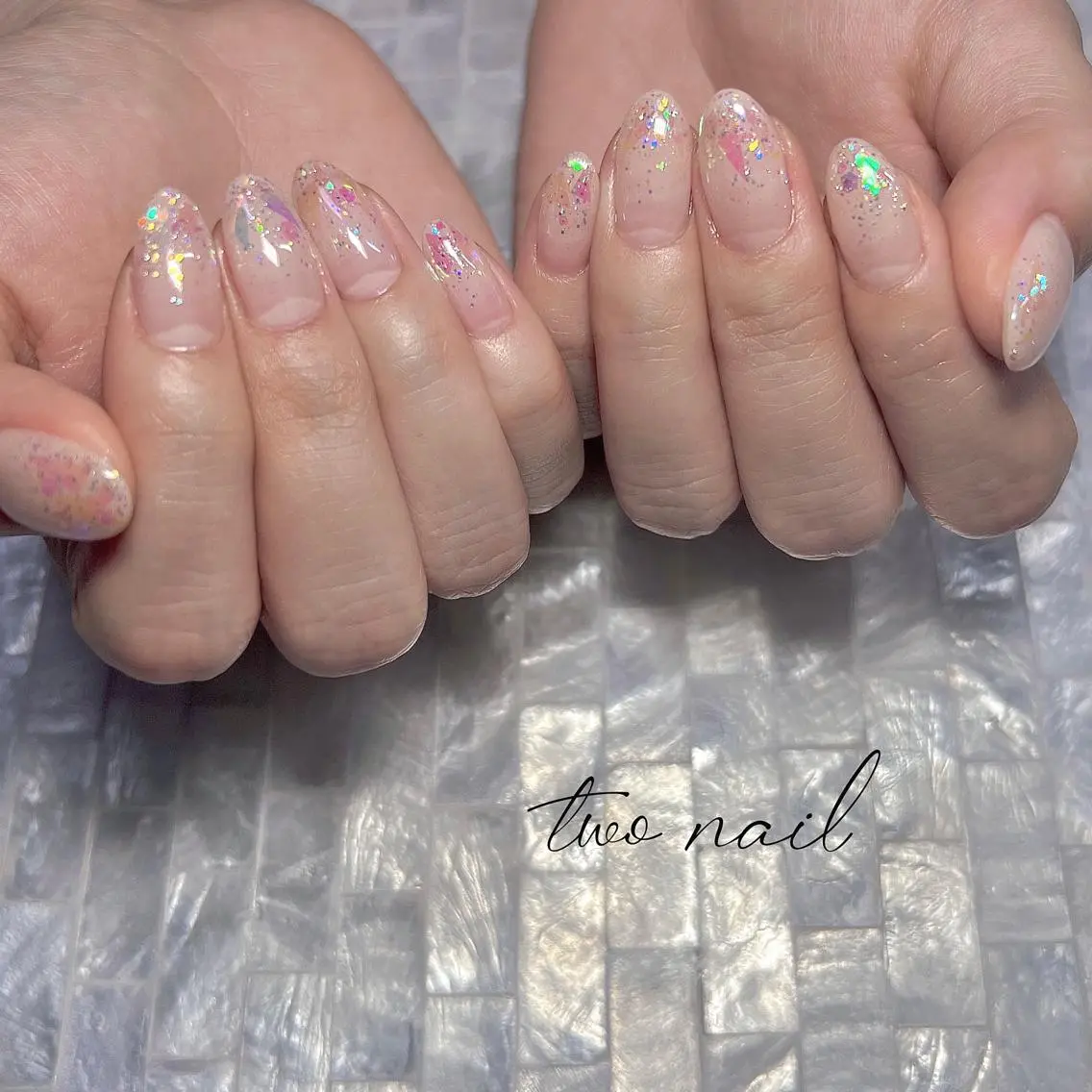 ネイル アートネイル オーロラネイル フットネイル ハート キラキラネイル ハンドネイル two nailのネイルデザイン