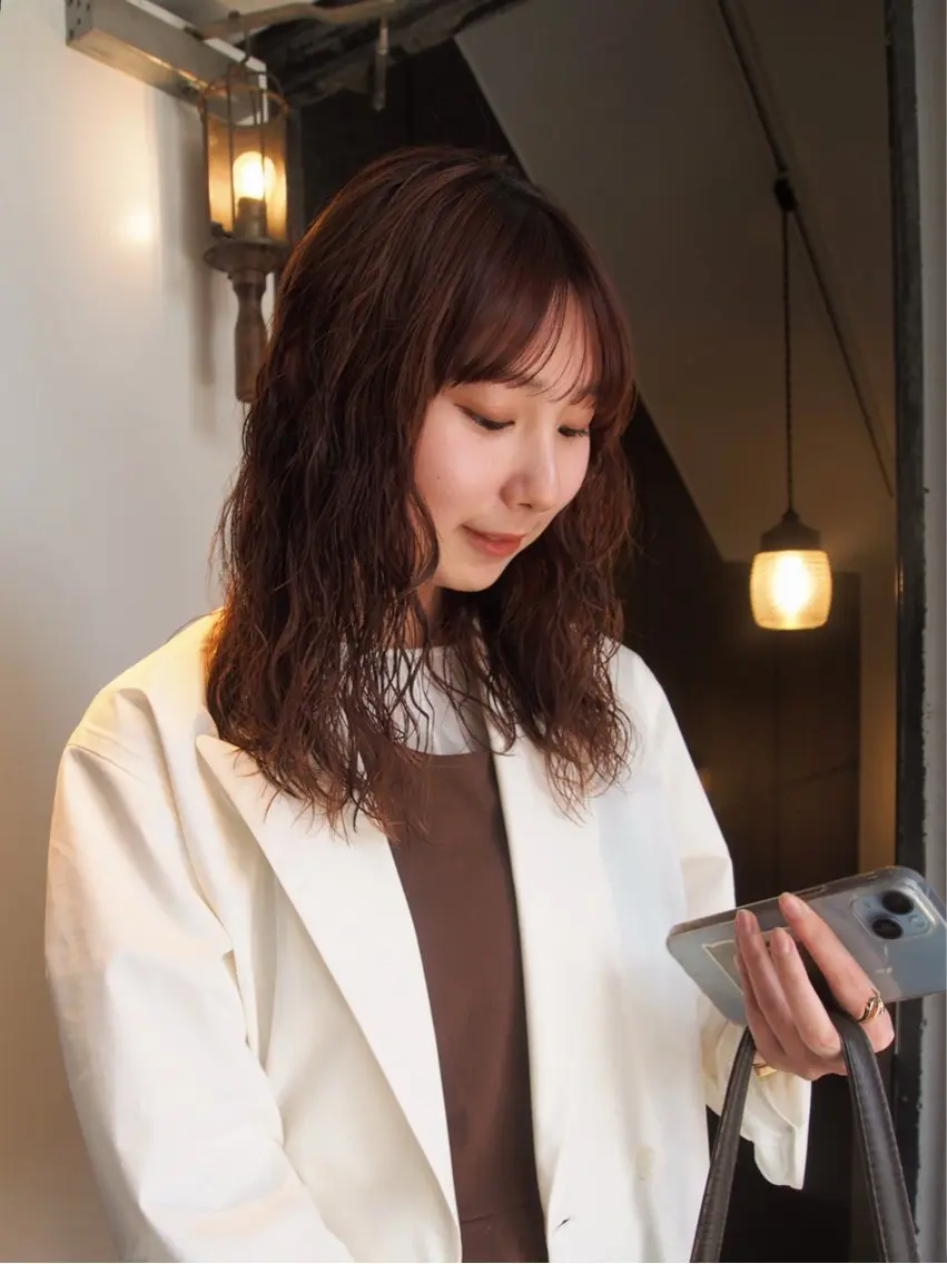 セミロング カット ヘアカラー パーマ トリートメント 似合わせパーマ 🌼カンナのヘアスタイル