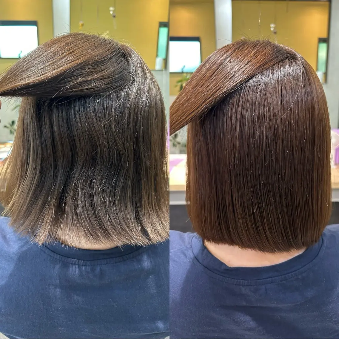 ミディアム パーマ ストレートパーマ カット 縮毛矯正 トリートメント hubhair レイヤー/透明感のヘアスタイル