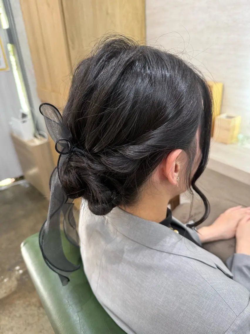 ミディアム ヘアアレンジ 結婚式・ブライダル 浴衣 ヘアセット 縮毛矯正/ /関内/あべももこのヘアスタイル