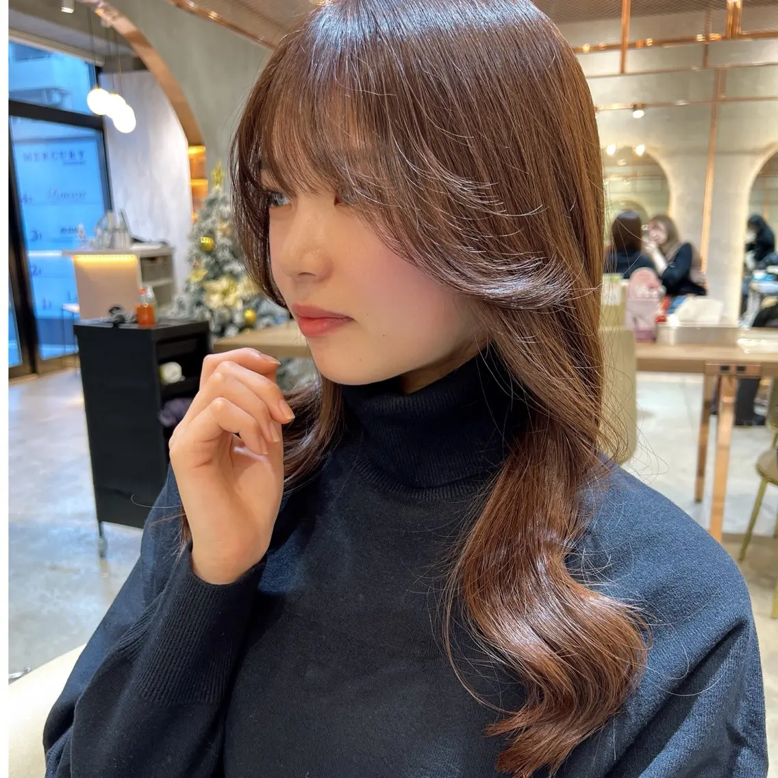 セミロング カラー ヨシンモリ 韓国風ヘア カット ヘアカラー トリートメント 韓国ヘア♡おくれ毛♡ ボブ♡sayakaのヘアスタイル
