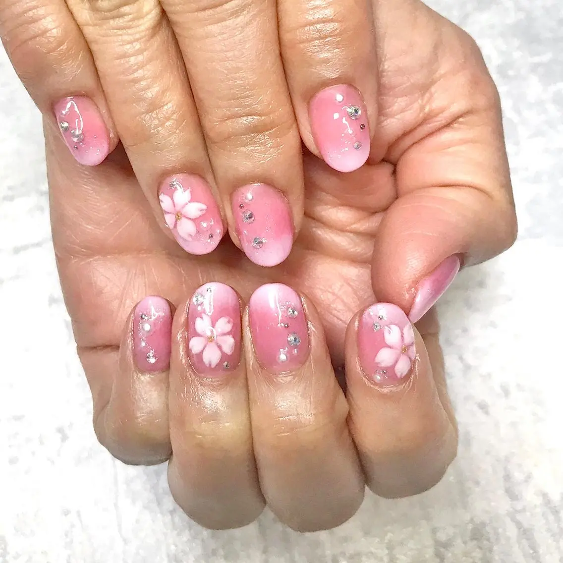 ネイル ピンク 春ネイル ステラ marikominoのネイルデザイン