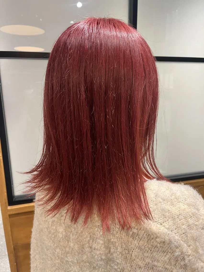 ミディアム カラー ブリーチ ピンクカラー ヘアカラー ✿ すずかのヘアスタイル