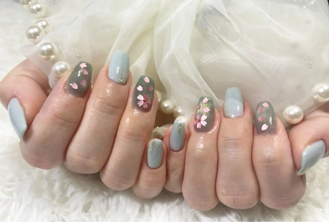 ネイル 桜ネイル 春ネイル ハンドネイル ネイルサロン nail_upのネイルデザイン