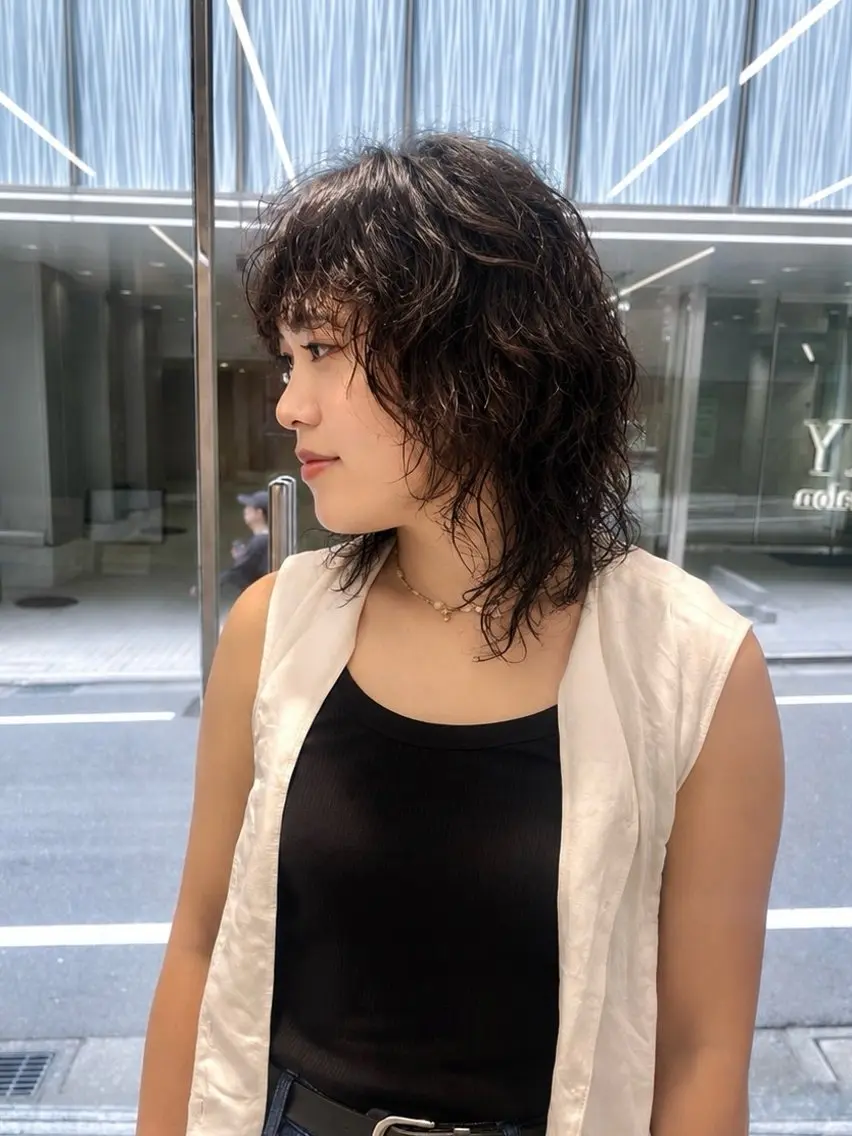 ミディアム パーマ カット パーマ トリートメント カット&髪質改善 TAIGAのヘアスタイル