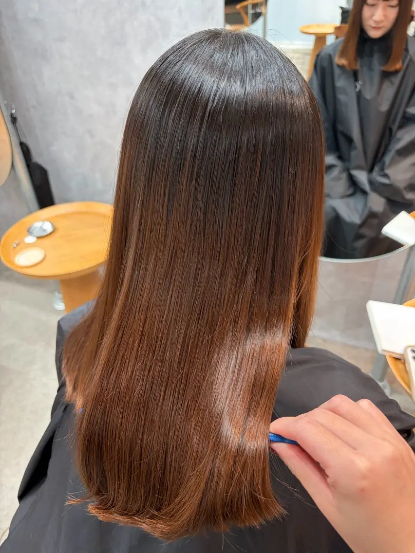 セミロング 切りっぱなしボブ セミロングパーマ ボブ 髪質改善 レイヤーカット 縮毛矯正 ほの /縮毛矯正 /メンズ/カラーのヘアスタイル