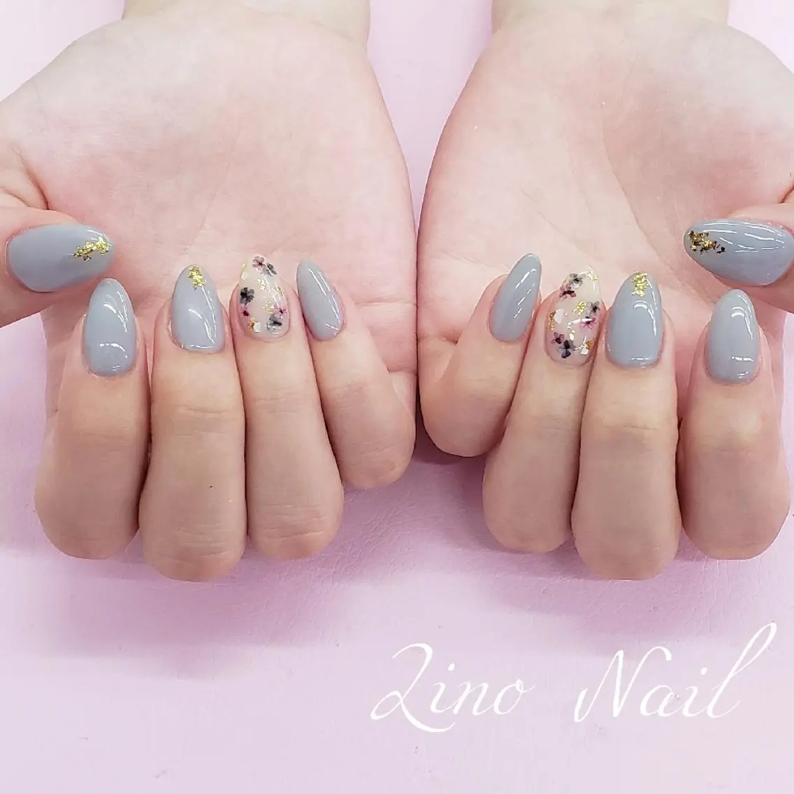 ネイル カジュアル フラワーネイル ジェルネイル ガーリー ニュアンスネイル ハンドネイル Lino Nailのネイルデザイン