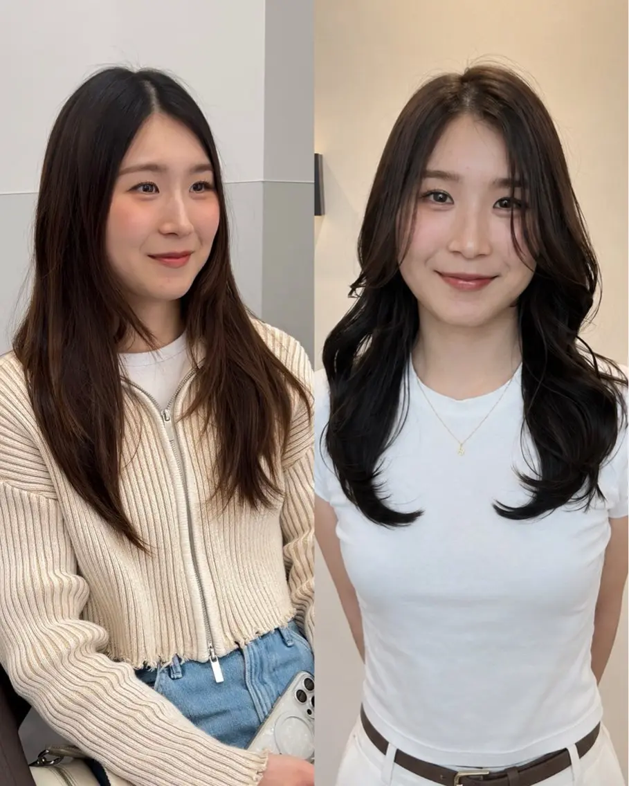 セミロング 顔まわりレイヤー レイヤーカット 峠 祐樹のヘアスタイル