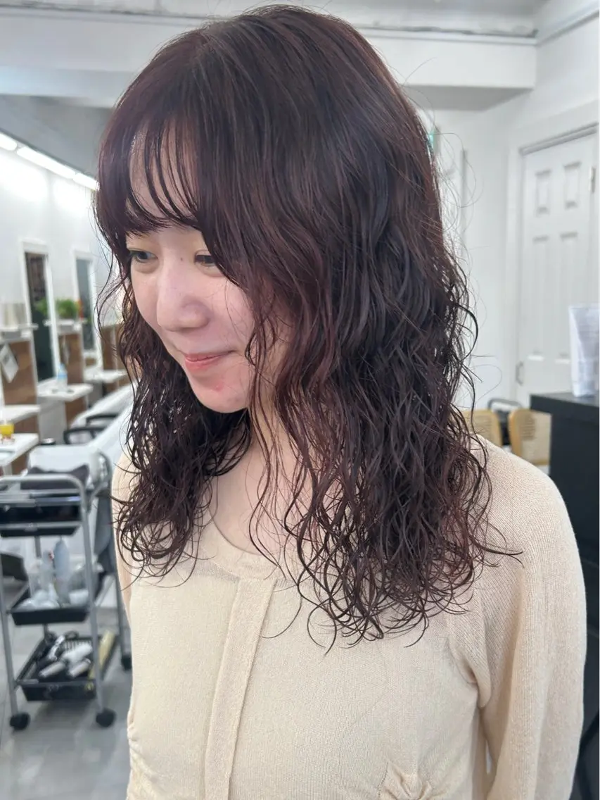 ロング パーマ カット パーマ トリートメント レイヤーボブ/ 艶カラー/サナ🌼のヘアスタイル