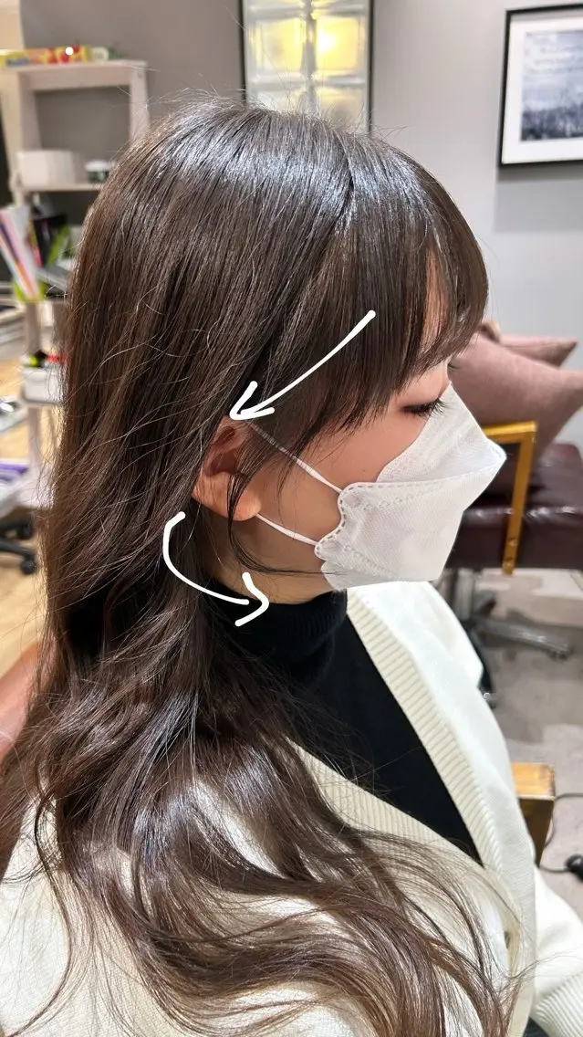 ロング 顔周りカット カット ブリーチ🐰インナー ♡ハイライト♡綾🐰のヘアスタイル