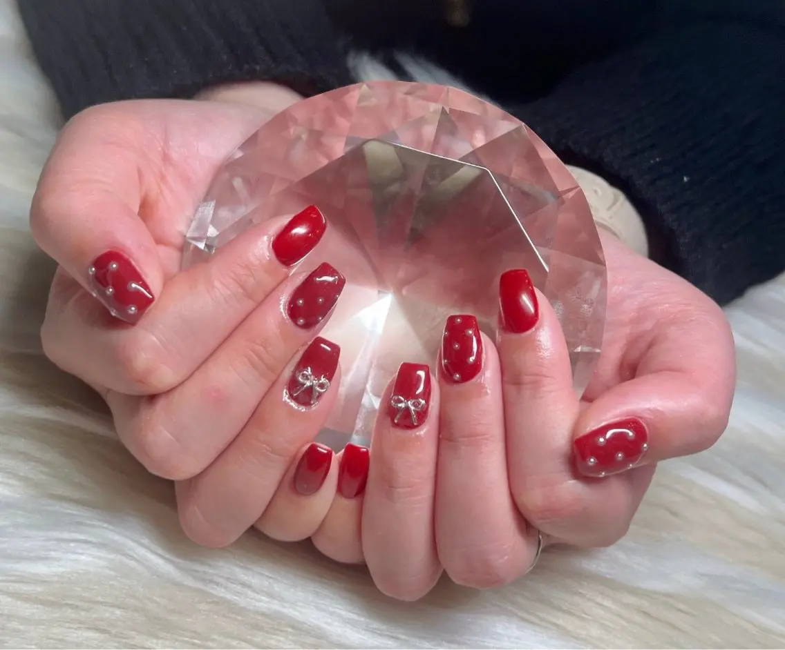 ネイル ボルドー 長さ出し フレンチネイル ジェルネイル グラデーション ハンドネイル Nail&eye Belire 新宿のネイルデザイン