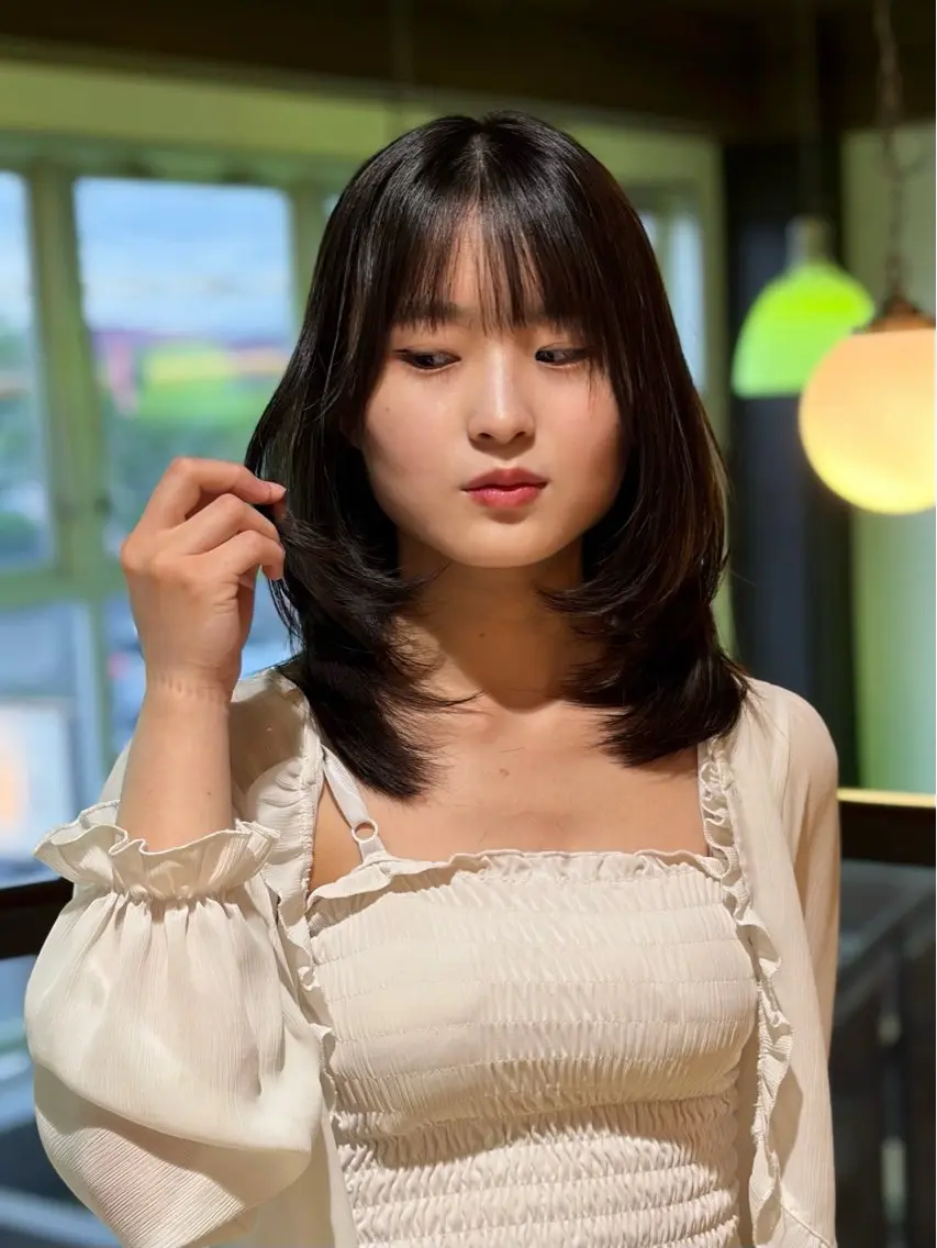 ミディアム レイヤーカット 似合わせカット 小顔カット カット 岡大前ハッシュカット ×髪質改善/松島大己のヘアスタイル