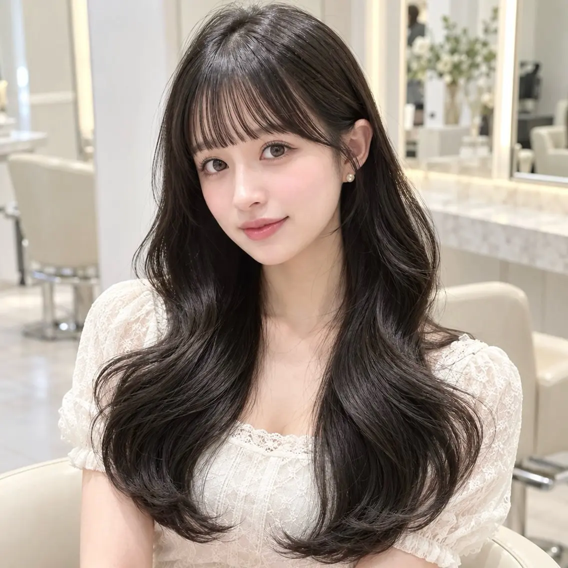 ロング カット ヘアカラー トリートメント ♡mao♡／顔周り ／透明感カラー🎀のヘアスタイル
