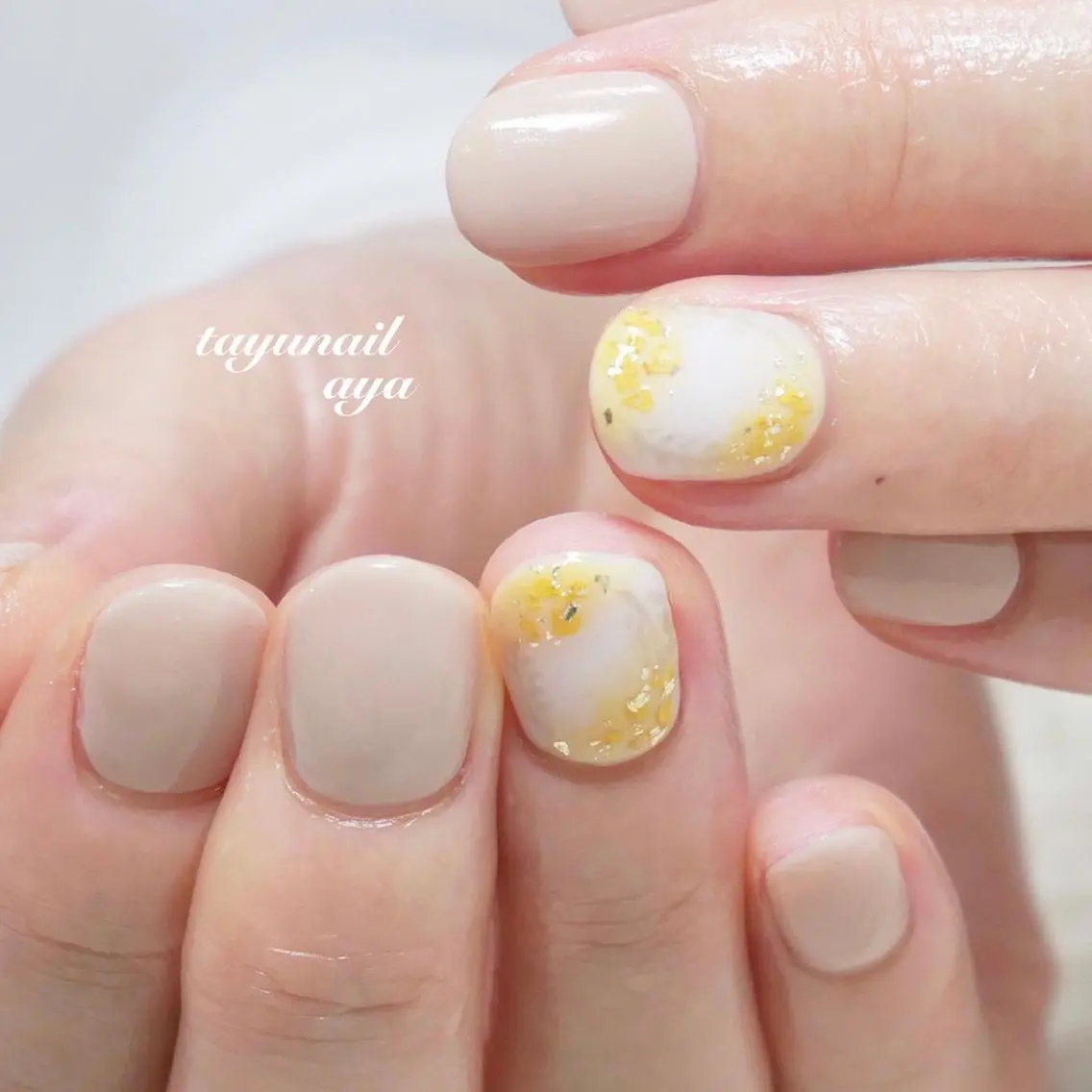 ネイル アートネイル ブルー ジェルネイル パラジェル 春ネイル ハンドネイル ネイルサロン 【たゆnail】のネイルデザイン