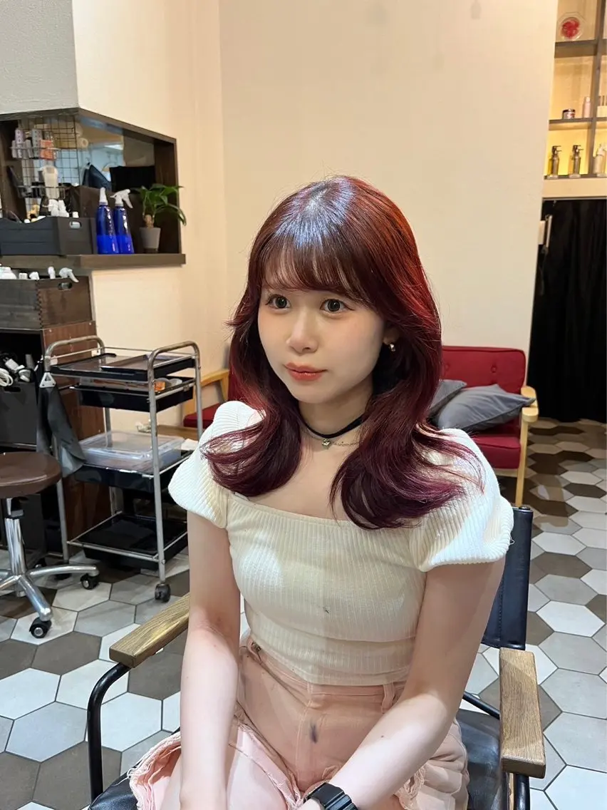 カラー ヘアアレンジ 似合わせ顔まわり カット💛森尾真由美のヘアスタイル