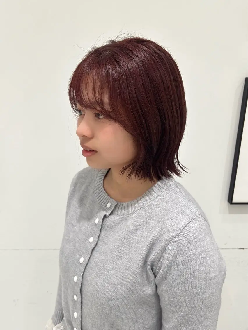 ミディアム カラー ブラウンカラー ダブルカラー ピンクカラー ピンクブラウン ヘアカラー 大長 広菜のヘアスタイル