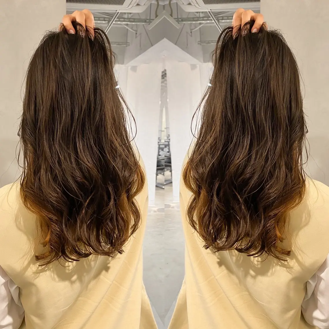 セミロング カラー パーマ セミロングパーマ 韓国風ヘア カット ヘアカラー パーマ トリートメント レイヤーカットのプロ 大人ヘア宮森貴志のヘアスタイル