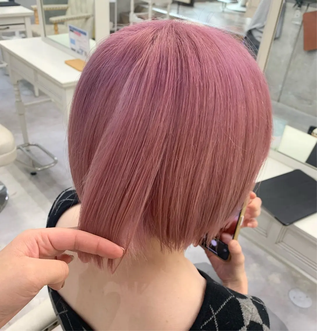 ショート カラー ハイトーンカラー ピンクカラー …a みおのヘアスタイル