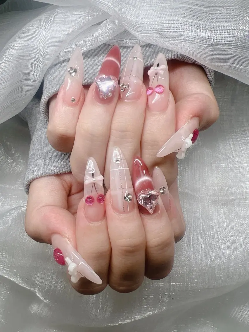 ネイル 長さ出し グラデーション キラキラネイル マグネットネイル ニュアンスネイル Lee Nails チップ長さだし専門店のネイルデザイン