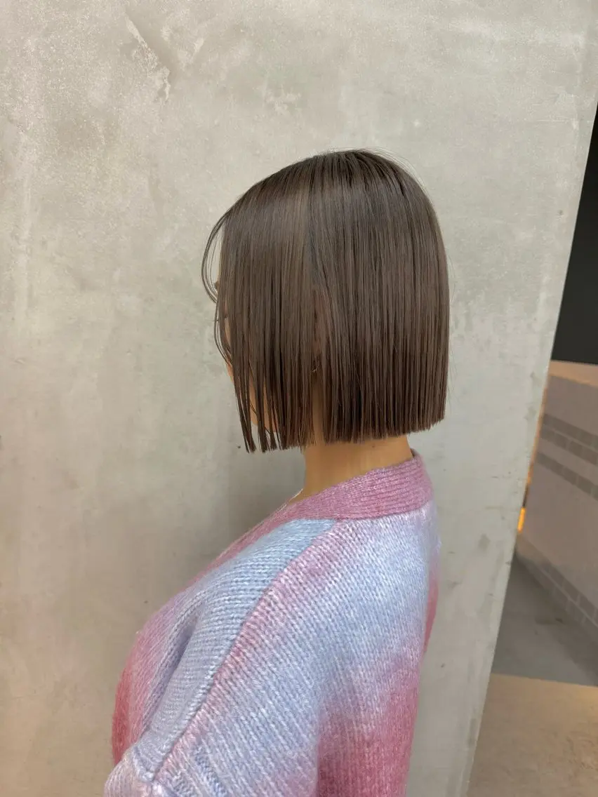 ショート カラー 透明感カラー グレージュ ボブ カット ヘアカラー ｱｵﾇﾏﾐﾕ☁️ /ボブ/ハイトーン/のヘアスタイル