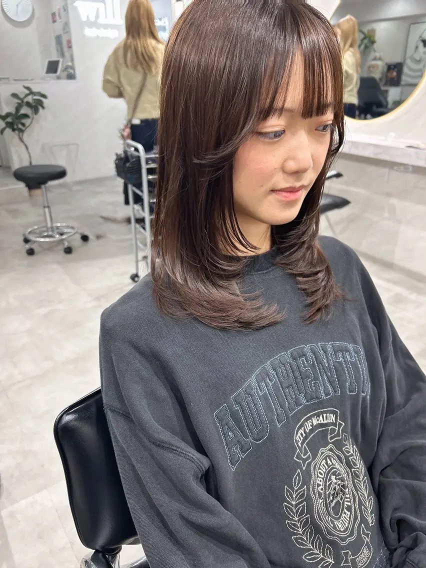 セミロング カラー カット ヘアカラー トリートメント 髪質改善will hairdesignのヘアスタイル